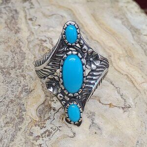 Carolyn Pollack AW Sterling Silver Sleeping Beauty Turquoise Ring Size 9 w/BOX